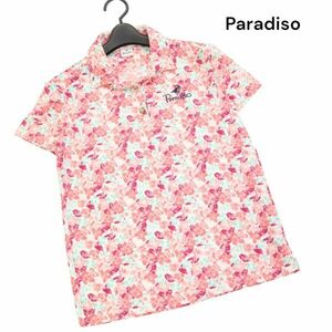 Paradiso パラディーゾ 春夏 花柄 フラワー♪ 総柄 半袖 ポロシャツ Sz.L　レディース ゴルフ　K4T00436_4#A