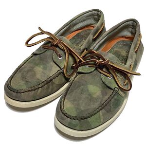 未使用 SPERRY TOP-SIDER スペリー トップサイダー A/O 2-EYE CAMO LEATHER レザー デッキシューズ US:7.5M CM:25.5 迷彩 カモフラ