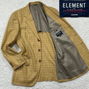 美品 【希少色 Lサイズ】 シルクウール テーラード ジャケット チェック ELEMENT OF SIMPLE LIFE レナウン トラベル & スポーツ イエロー系