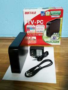 即決!BUFFALO バッファロー HD-LS2.0TU2J☆USB2.0接続☆未使用 HGST製 HDD/2TB(地デジ画質で約240時間録画)に交換済☆TV録画用外付けHDD!