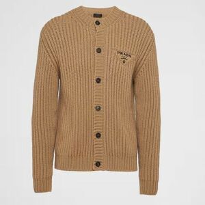 定価401500円 国内正規 PRADA Cashgora Cardigan ロゴ ノーカラー カシゴラ ニット カーディガン UMG165 プラダ 46