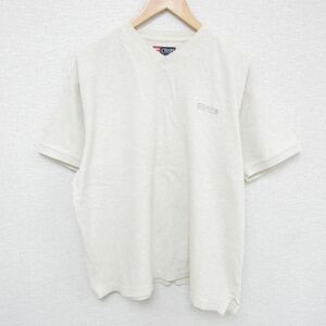 XL/古着 ラルフローレン Ralph Lauren チャップス 半袖 ブランド Tシャツ メンズ 90s ワンポイントロゴ 大きいサイズ Vネック 薄ベージ