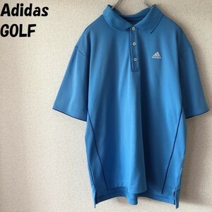 【人気】Adidas Golf/アディダス ゴルフ ワンポイントロゴポロシャツ ブルー サイズM/2690