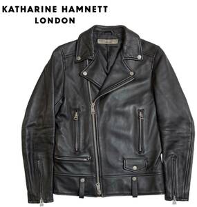 KATHARINE HAMNETT LONDON 羊革 ダブル ライダース レザー ジャケット S キャサリンハムネット