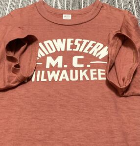 日本製 WAREHOUSE ウエアハウス Lot 4601 ひび割れラバープリント Tシャツ MIDWESTERN M.C. MILWAUKEE アメリカ ビンテージ スタイル