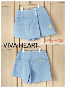 VIVA HEART レディース40 ビバハート ゴルフ 青白ストライプ キュロットパンツ M相当 正規品