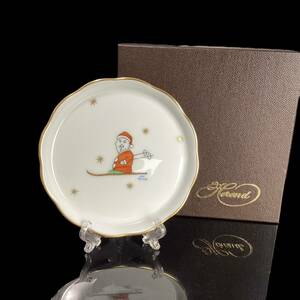 ★未使用★ Herend ヘレンド プチプレート マンダリンサンタ2 スキー クリスマス 小皿 Christmas Santa Claus petit plate 金彩 箱付き