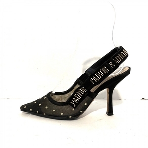 ディオール/クリスチャンディオール DIOR/ChristianDior サンダル 34 D - 化学繊維 黒×ゴールド レディース 靴