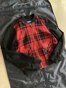 【春秋】BURBERRYBLUELABEL バーバリーブルーレーベル レディース38 綿ブルゾン チェック柄 赤黒 日本製