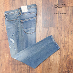 1円/BL.11 BLOCK ELEVEN/46サイズ/ジョッパーズ デニムパンツ ストレッチ伸縮◎ ダメージ加工 ストリート 新品/青/ブルー/jk389/