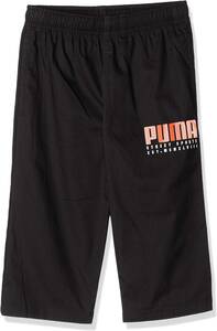 【KCM】Z-puma-536-140★展示品★【PUMA/プーマ】キッズ ジュニア　ロングパンツ　Woven Capri Pant 綿100％　583221-01　ブラック　140