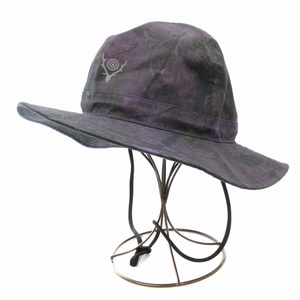 サウス2ウエスト8 South2 West8 S2W8 美品 CRUSHER HAT サファリハット バケットハット 帽子 ロゴプリント カモフラ 迷彩柄 紫×緑 /FT