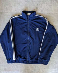 90s adidas ファイアーバード ジャケット XL ネイビー 紺 ヴィンテージ アーカイブ 80s 青ナイロン トラック 初期 ATP フランス ジャージ 