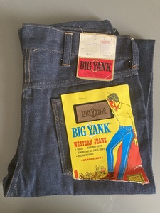 60s 70s デッドストック ビッグヤンク ビンテージ DEAD BIGYANK DENIM PANTS W29 STAGGジッパー スキニー USA製