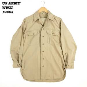 US ARMY WW2 KHAKI SHIRT 1940s SH24013 Vintage アメリカ軍 第二次世界大戦 カーキ シャツ コットンカーキ 1940年代 ヴィンテージ