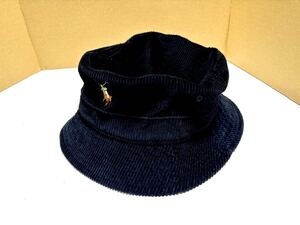 POLO Ralph Lauren ポロ ラルフローレン コーデュロイバケットハット ブラック M 58cm カラーポニー