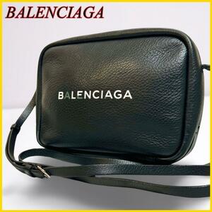 1円 BALENCIAGA バレンシアガ エブリディ カメラバッグ ショルダーバッグ 斜め掛け レザー 黒 ブラック ロゴ ロゴ型押し メンズ ビジネス