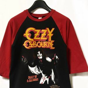 【90s USA製 OZZY OSBOURNE ビンテージ ラグラン バンド Tシャツ】古着 レア オジーオズボーン バンT イギリス ヘヴィメタル S 80s