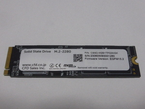 CFD SSD M.2 NVMe Type2280 Gen 4x4 1000GB(1TB) 電源投入回数414回 使用時間2701時間 正常99% CSSD-M2B1TPG3NGK 中古品です