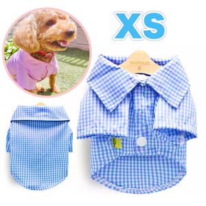 犬服 XSサイズ 可愛い チェック柄 シャツ ギンガムチェック 小型犬　ブルー