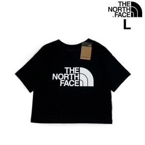 1円～!売切!【正規新品】THE NORTH FACE W S/S HALF DOME CROP TEE 半袖 Tシャツ US限定 ビッグロゴ ショート丈 アウトドア(L)黒 180902-5