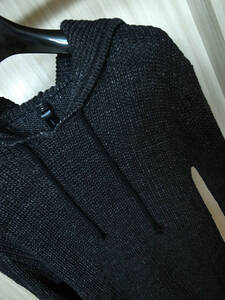 wjk　ローゲージニットパーカー「pullover mid 5G knit」 セーター フーディー 黒 ブラック