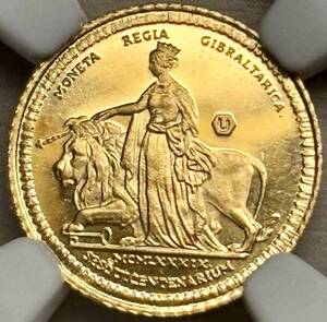 【英領ジブラルタ金貨】(ウナとライオン NGC-UNC 2.0g/91.7%金 1989年銘)