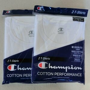 Champion 白【L】丸首 半袖アンダーシャツTシャツ 4枚　0845 抗菌防臭　クルーネック　CM1-T701　(010)ホワイト　Hanes ヘインズ