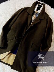 T41 美品圧倒的高級感メルトンウール定価14万●BURBERRY collection● 最高級チェスターコート バーバリーコート メンズ 人気のカーキ