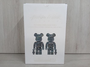 【美品】BE@RBRICK ベアブリック WORLD WIDE TOUR3 Jacson Pollock STUDIO CHROME Ver. 100％＆400％ フィギュア メディコムトイ