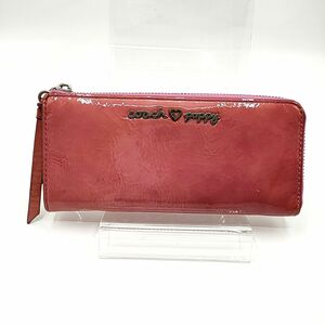 COACH コーチ POPPY ポピー 長財布 ピンク系 シルバー金具 L字ファスナー エナメル パテントレザー レディース