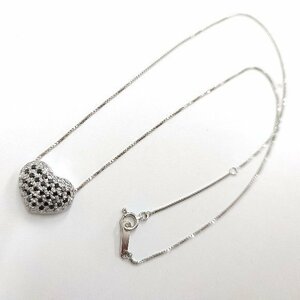 Y9160★K18WG ブラックダイヤモンド 0.37ct 天然ダイヤモンド 0.22ct ペンダントネックレス★40cm 5.4g 洗浄済み