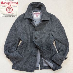 【超美品】ハリスツイード (Harris Tweed) 高級・高品質♪『100% PURE NEW WOOL』 【英国王室御用達】 極暖 ツイード ショート丈 コート S