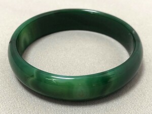 d）緑系瑪瑙（メノウ）バングル 56mm パワーストーンブレスレット