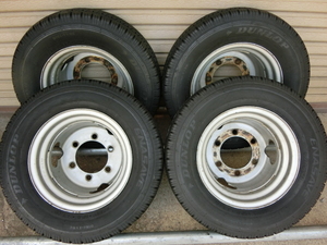 ★ 165R13 6PR ★ ダブルホイール付　4本!! ★ DUNLOP ★ ENASAVE VAN01　2022年製　残溝8.7分山　4JX13、PCD：170-6H　ハブ径：約133mm