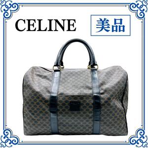 CELINE セリーヌ ボストンバッグ　マカダムレザー PVC ネームタグ