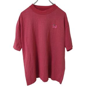 ワンポイント刺繍Tシャツ(ONE)ゆるダボ＊レトロ＊日本製＊アメカジ＊レッド