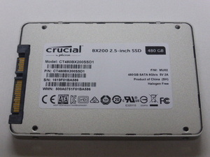 Crucial BX200 SSD SATA 2.5inch 480GB 電源投入回数2947回 使用時間41047時間 正常判定 CT480BX200SSD1 本体のみ 中古品です