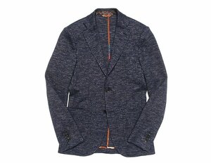 18AW 極美品 ETRO エトロ NUOVO JERSEY マルチステッチ フランネル テーラードジャケット ネイビー ボタニカルモチーフ和風柄 メンズ 44