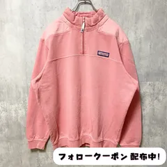 古着 used　vineyard vines　長袖ハーフジップスウェット　トレーナー　サーモンピンク　ロゴタグ　ハイネック