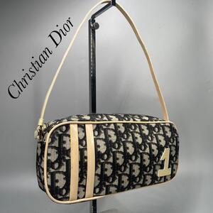 美品・希少モデル Christian Dior クリスチャンディオール ハンドバッグ アクセサリーポーチ トロッター PVC レザー ネイビー