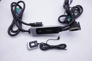 サンワ　手元スイッチ付き　パソコン自動切替器（2：1） 　SW-KVM2WDX　★　DVI　USB　miniDIN6