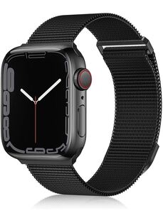 Apple Watchアップルウォッチ バンド42/44/45/49mm 交換ベルト　金属ステンレス　磁石留め　シリーズ2345678SE対応工具不要　黒　ブラック