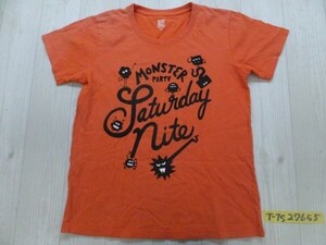 graniph グラニフ メンズ モンスタープリント 半袖Tシャツ 小さいサイズ SS オレンジ