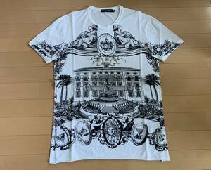 ドルチェ&ガッバーナ DG 白 総柄 EMBROIDERY バロック メタルDG デザイン クルーネック Tシャツ 綺麗