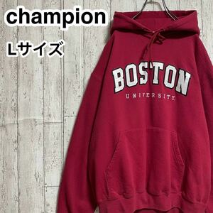 ☆送料無料☆ champion チャンピオン カレッジ BOSTON ボストン大学 スウェットトレーナー L レッド ビッグサイズ 全刺繍 23-96