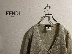 ◯ イタリア製 FENDI ドローコード レーヨン カーディガン / フェンディ ミックス ニット ベージュ 40 Ladies #Sirchive