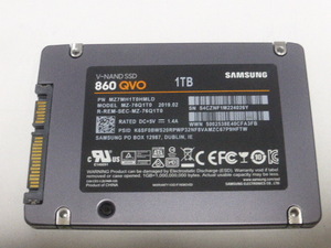 Samsung SSD 860QVO SATA 2.5inch 1TB(1000GB) 電源投入回数59回 使用時間12702時間 正常99%判定 MZ-76Q1T0 本体のみ 中古品です①