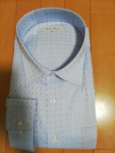 メンズ　長袖　ワイシャツ　5LB　格子柄　ライトブルー 【MAA-1585】