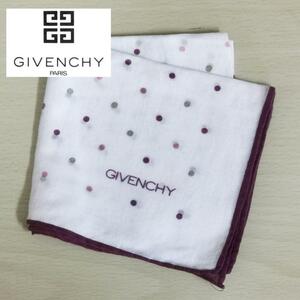 ジバンシィ GIVENCHY レディース ハンカチ 大判ハンカチ 中古 美品 ジバンシー ピンク 水玉